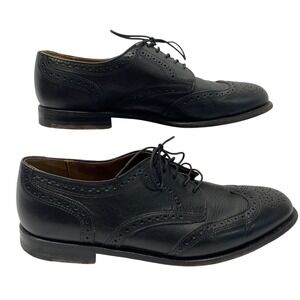 Cole Haan Mens Black Leather Wingtip Oxford Brogue Dress Shoes 10 D USA 188410